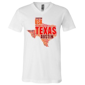 Texas State Word Map V-Neck T-Shirt