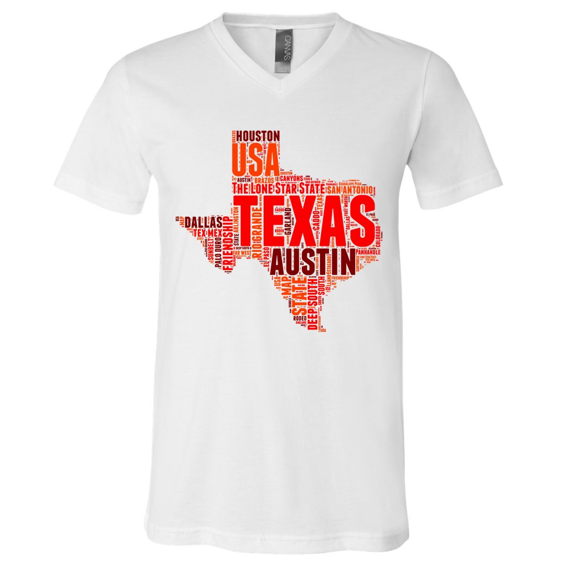 Texas State Word Map V-Neck T-Shirt