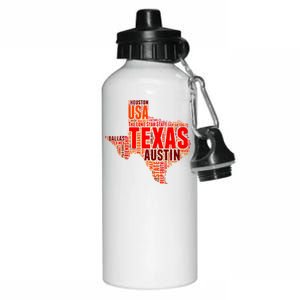 Texas State Word Map Aluminum Water Bottle 