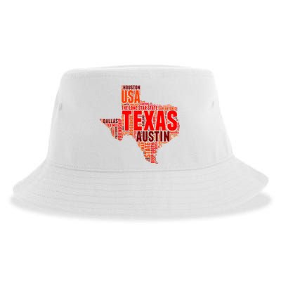 Texas State Word Map Sustainable Bucket Hat