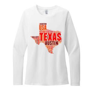 Texas State Word Map Womens CVC Long Sleeve Shirt