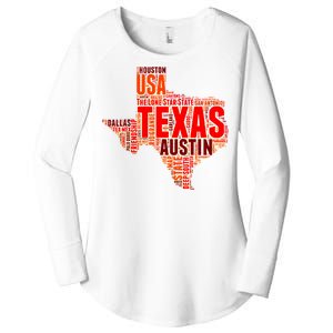 Texas State Word Map Women's Perfect Tri Tunic Long Sleeve Shirt