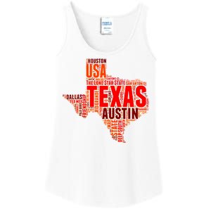 Texas State Word Map Ladies Essential Tank