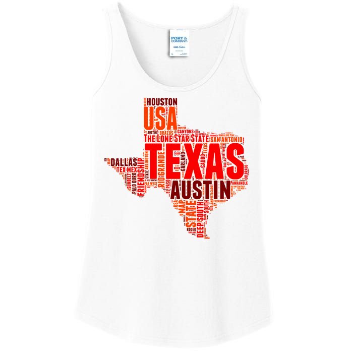 Texas State Word Map Ladies Essential Tank