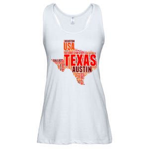 Texas State Word Map Ladies Essential Flowy Tank