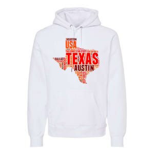 Texas State Word Map Premium Hoodie