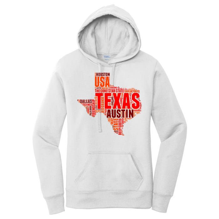 Texas State Word Map Women's Pullover Hoodie