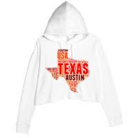 Texas State Word Map Crop Fleece Hoodie