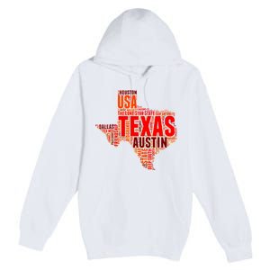 Texas State Word Map Premium Pullover Hoodie