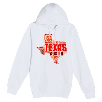 Texas State Word Map Premium Pullover Hoodie