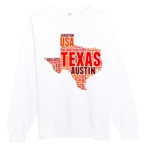 Texas State Word Map Premium Crewneck Sweatshirt