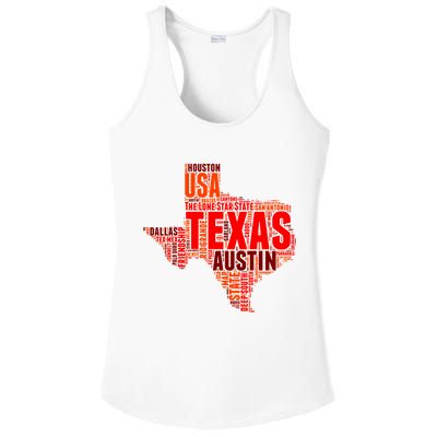 Texas State Word Map Ladies PosiCharge Competitor Racerback Tank