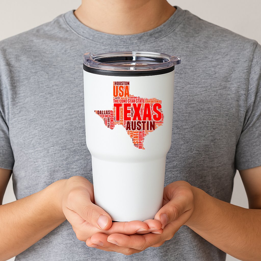 Texas State Word Map Tumbler