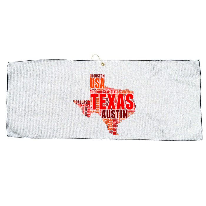 Texas State Word Map Large Microfiber Waffle Golf Towel