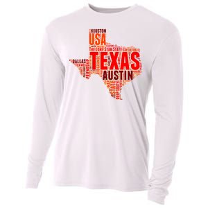 Texas State Word Map Cooling Performance Long Sleeve Crew