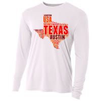 Texas State Word Map Cooling Performance Long Sleeve Crew