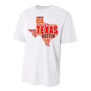 Texas State Word Map Performance Sprint T-Shirt