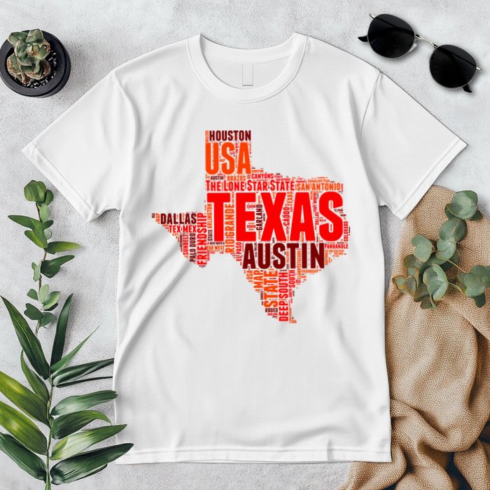 Texas State Word Map Premium T-Shirt