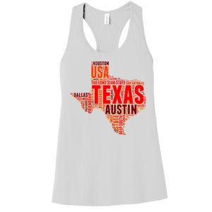 Texas State Word Map Women's Racerback Tank