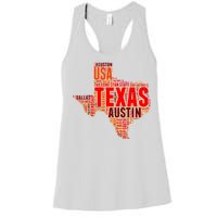 Texas State Word Map Women's Racerback Tank