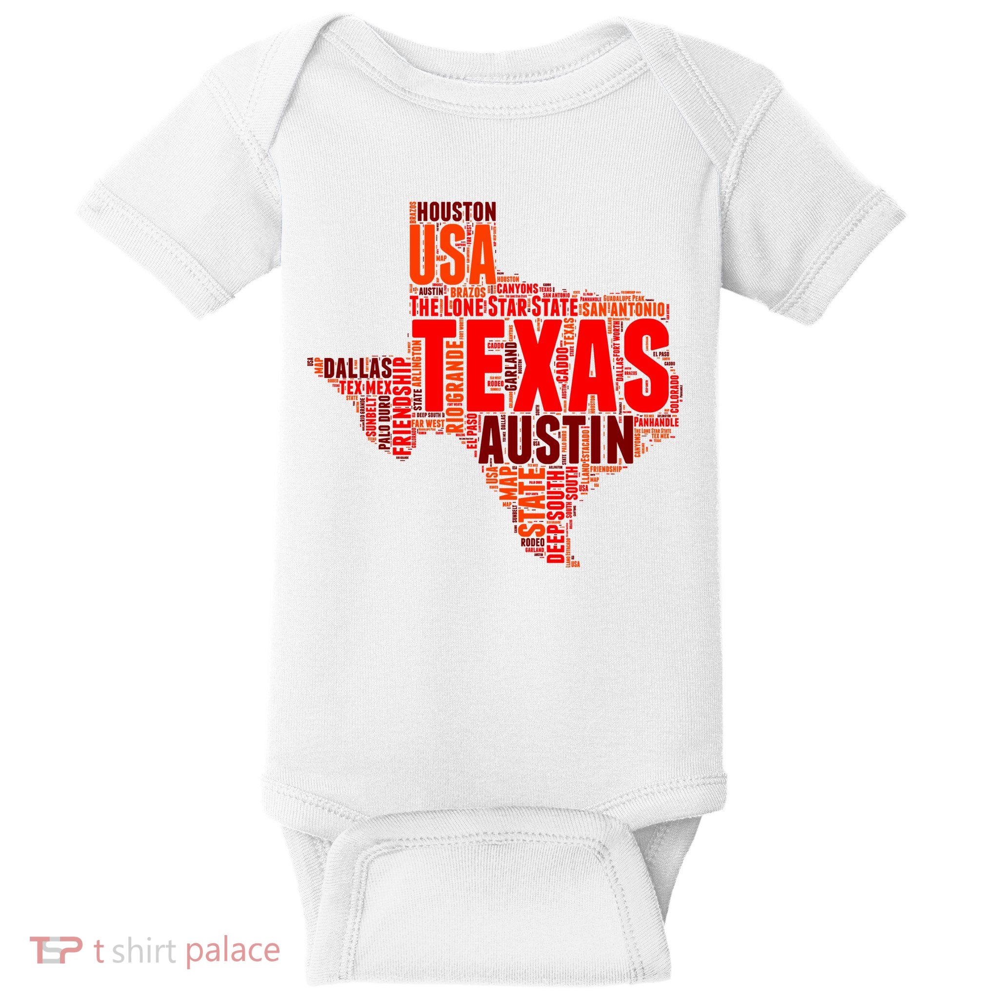 Texas State Word Map Baby Bodysuit