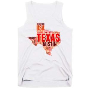 Texas State Word Map Tank Top