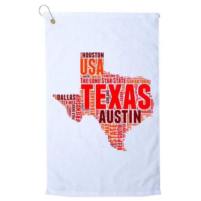 Texas State Word Map Golf Towel