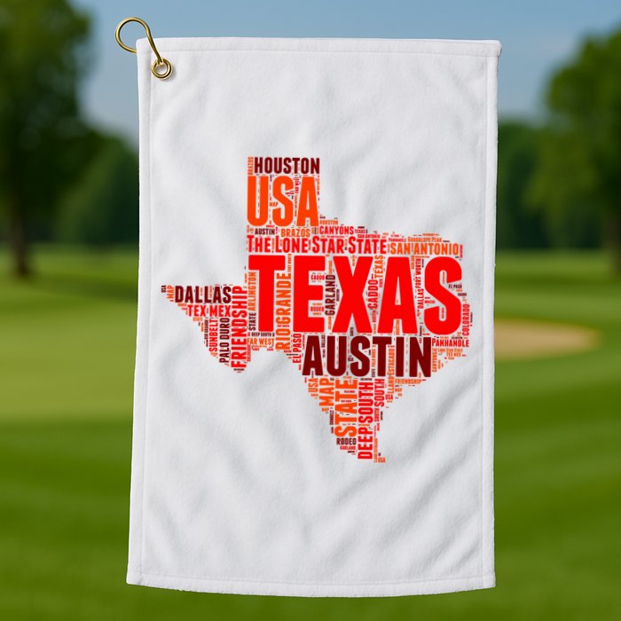 Texas State Word Map Golf Towel