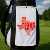 Texas State Word Map Golf Towel
