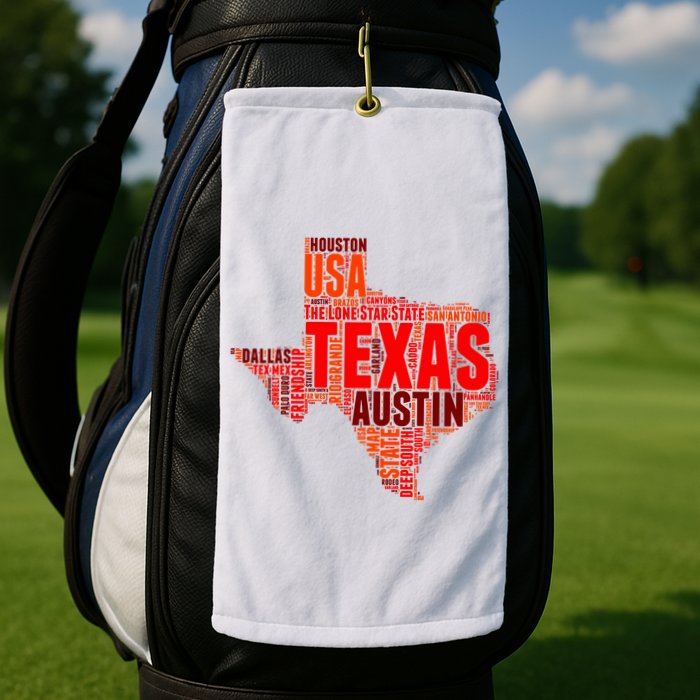 Texas State Word Map Golf Towel