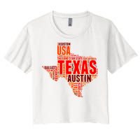 Texas State Word Map Women's Crop Top Tee