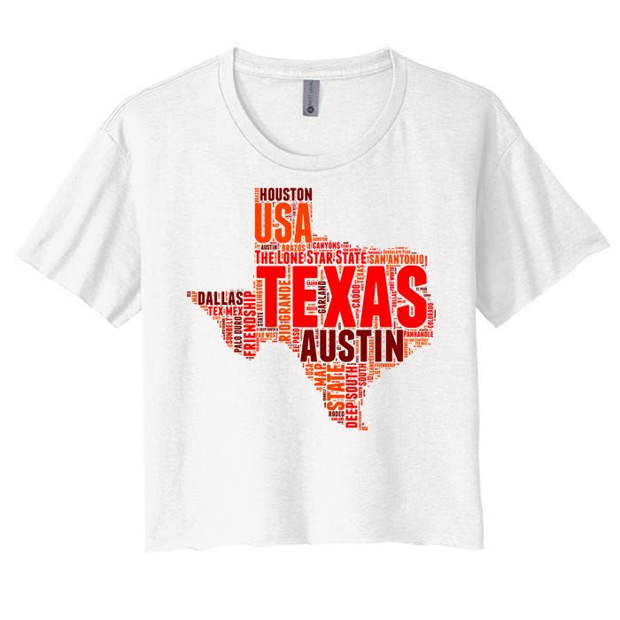 Texas State Word Map Women's Crop Top Tee