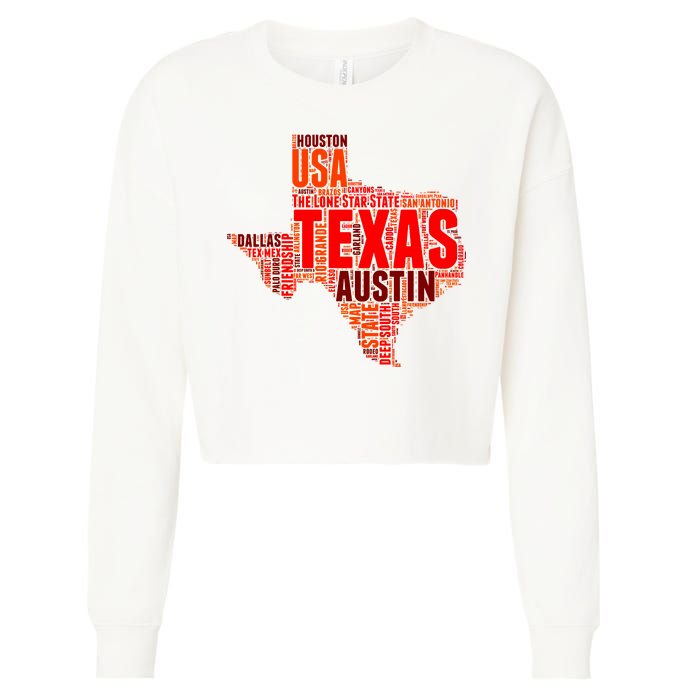 Texas State Word Map Cropped Pullover Crew