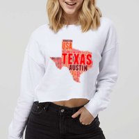 Texas State Word Map Cropped Pullover Crew