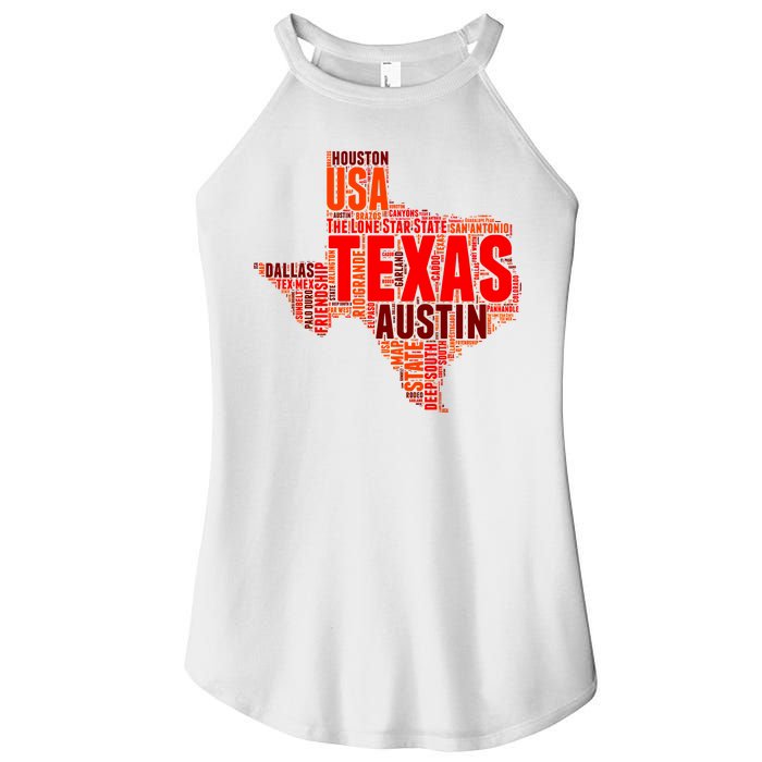 Texas State Word Map Women's Perfect Tri Rocker Tank