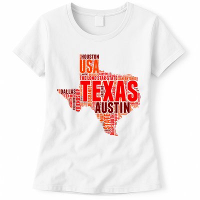 Texas State Word Map Womens T-Shirt