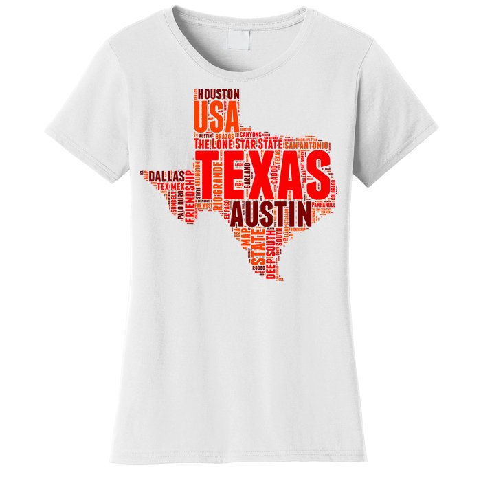 Texas State Word Map Women's T-Shirt