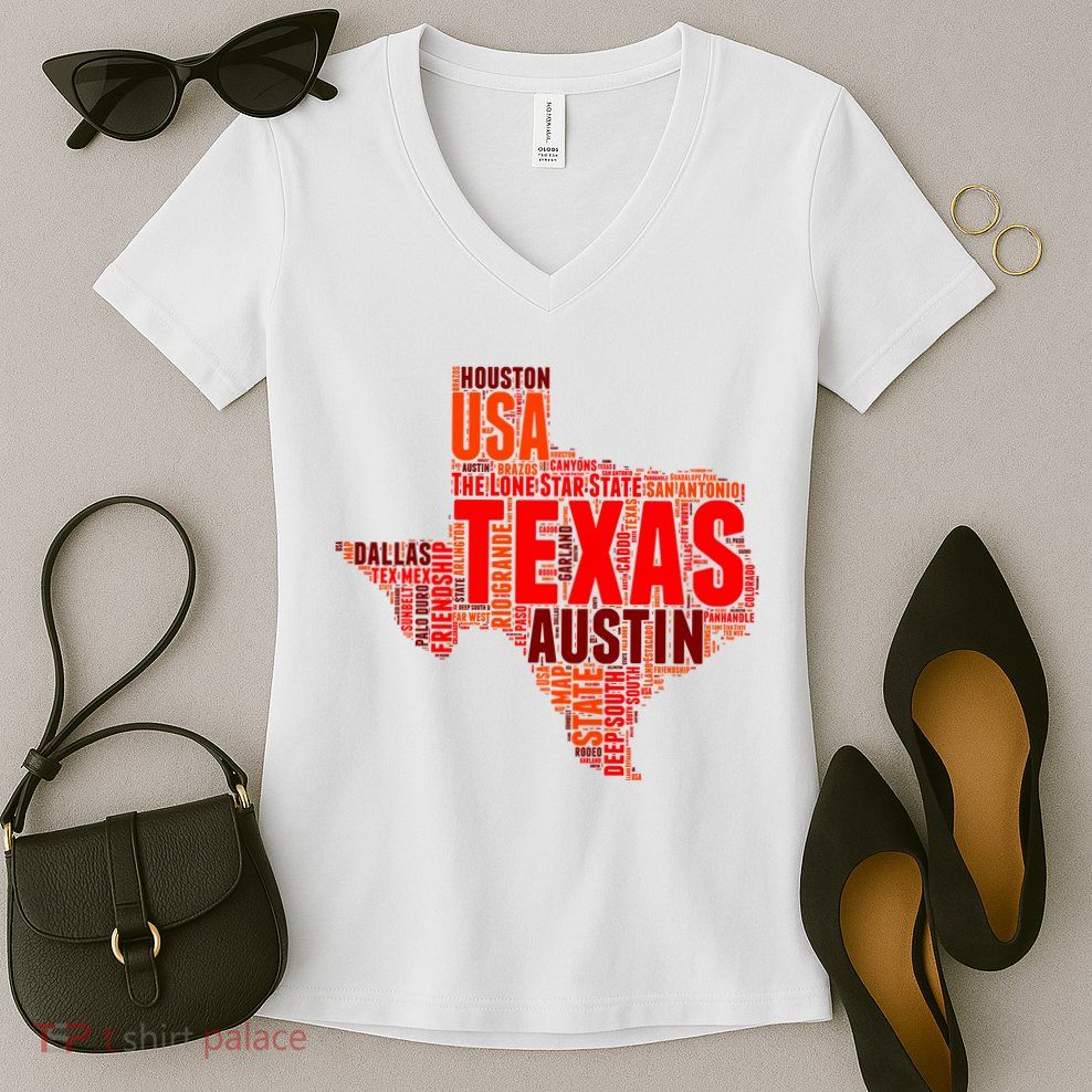 Texas State Word Map Women's V-Neck T-Shirt