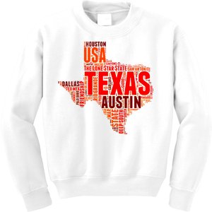 Texas State Word Map Kids Sweatshirt