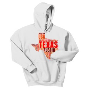 Texas State Word Map Kids Hoodie