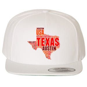 Texas State Word Map Wool Snapback Cap