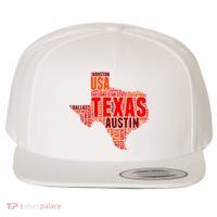 Texas State Word Map Wool Snapback Cap