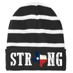 Texas Strong Striped Beanie with Solid Band