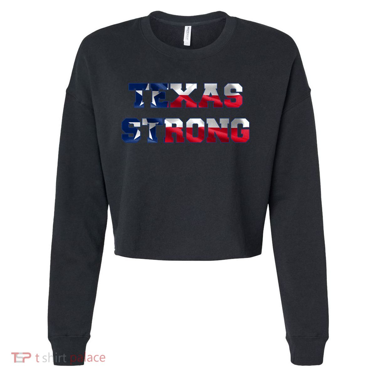 Texas Strong Flag Hurricane Harvey Aid Cropped Pullover Crew