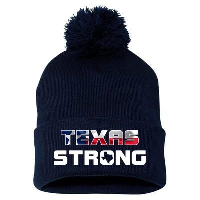 Texas Strong State Flag Logo Pom Pom 12in Knit Beanie