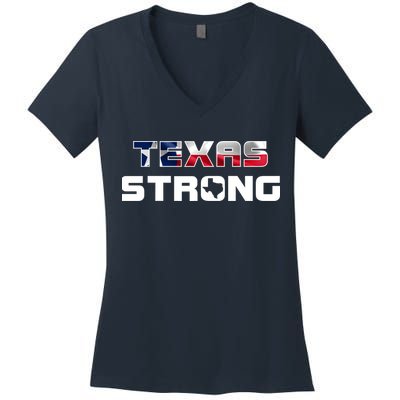Texas Strong State Flag Logo Women's V-Neck T-Shirt