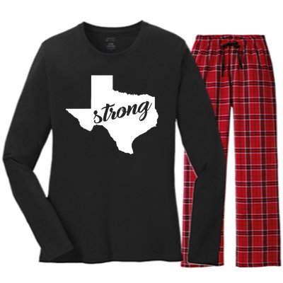 Texas Strong State Logo Women's Long Sleeve Flannel Pajama Set 