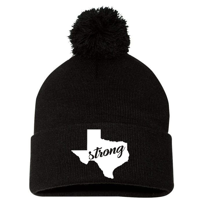 Texas Strong State Logo Pom Pom 12in Knit Beanie