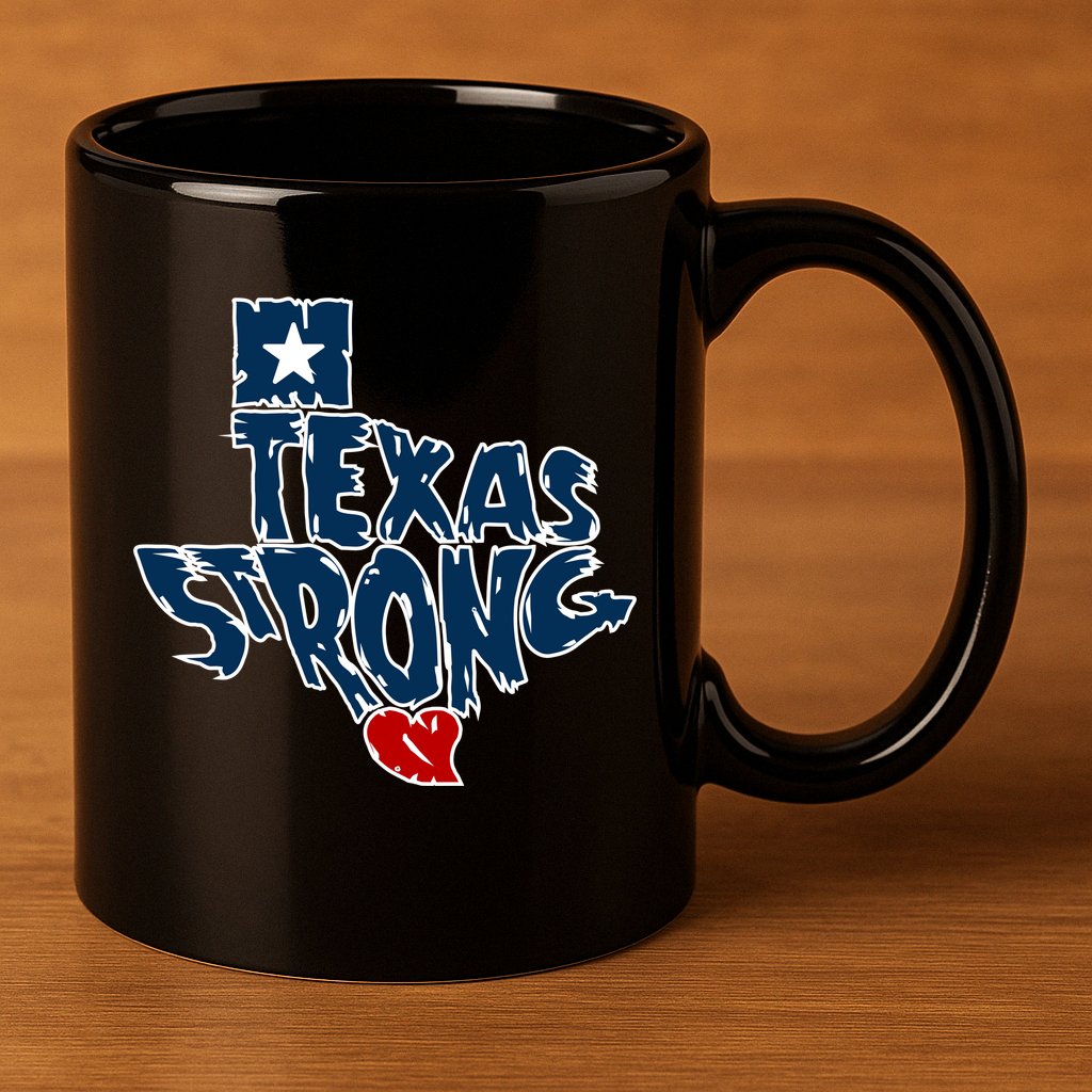 Texas Strong State Map 11oz C Handle Ceramic Mug