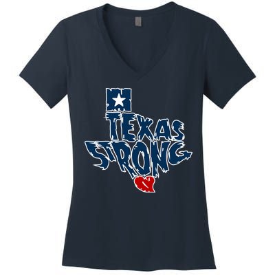 Texas Strong State Map Women's V-Neck T-Shirt